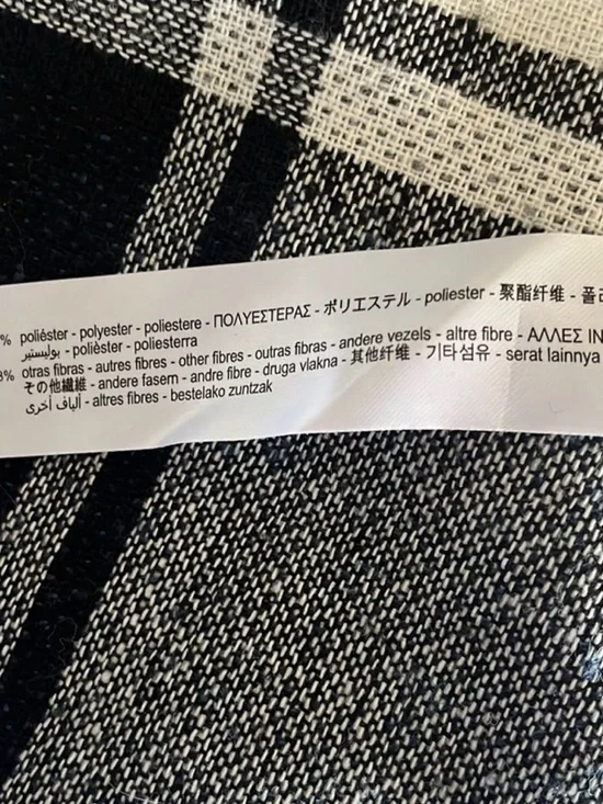 ZARA Blue and White Shaggy Plaid Button Front Casual Jacket, L - Picture 10 of 11